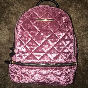 Aldo pink crushed velvet backpack